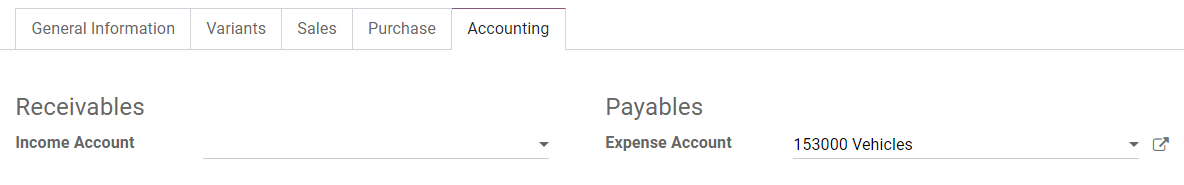 Change of the Assets Account for a product in NightPOS