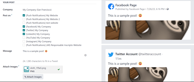 Visualized samples of post with newly-attached images in NightPOS Social Marketing.