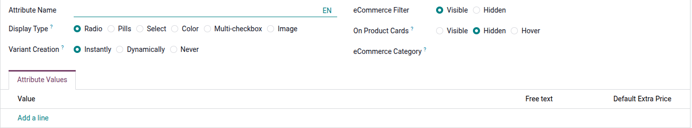 A blank attribute creation form in the NightPOS Sales application.