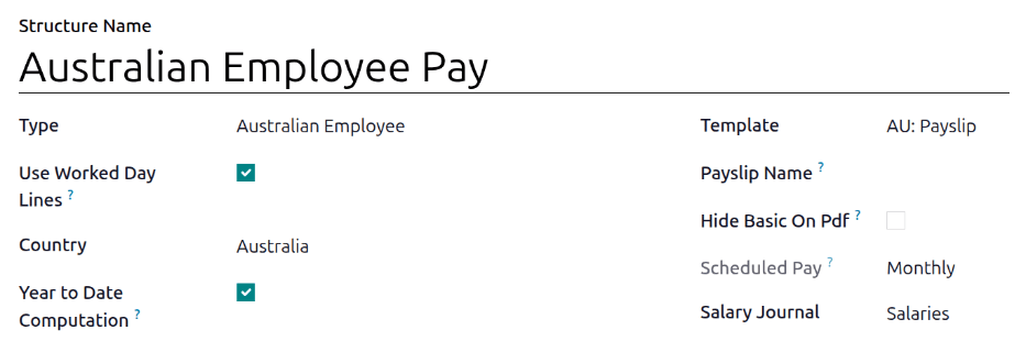 The top portion of the Australian salary rules.