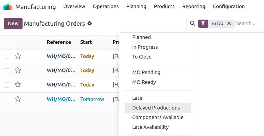 The delayed production filter in NightPOS.