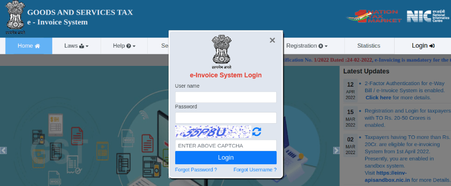 Register NightPOS ERP system on e-invoice web portal