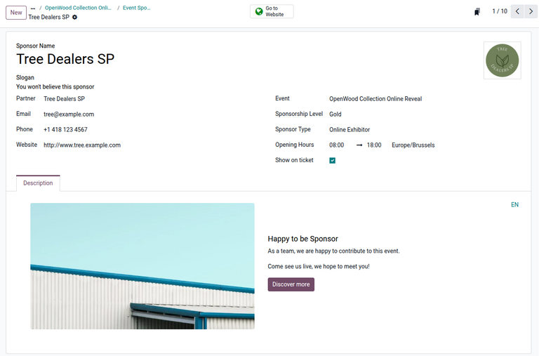 Event sponsor form in NightPOS Events.