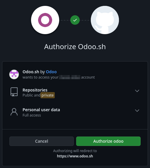 Granting NightPOS.sh permissions to perform actions and access data on GitHub