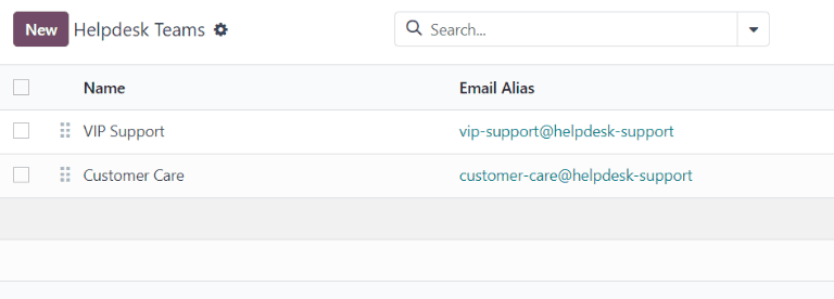 View of the Helpdesk teams page in NightPOS Helpdesk.