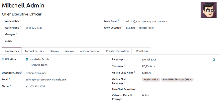 View of user profile in NightPOS, emphasizing the Online Chat name field.