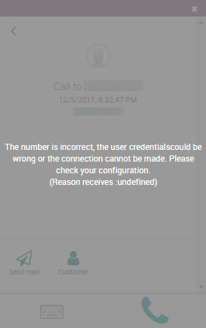 Incorrect number message in the NightPOS **Phone** widget.
