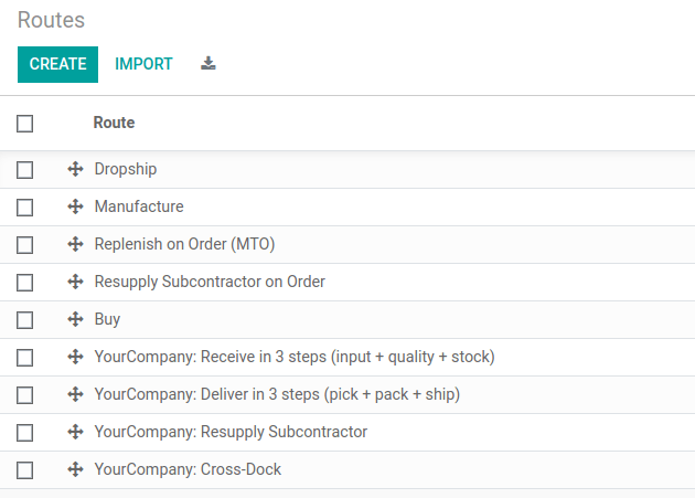 View of all the preconfigured routes NightPOS offers.