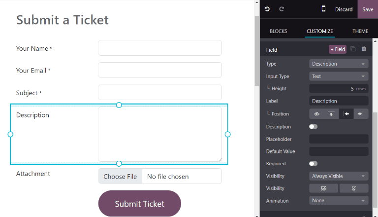 View of the unpublished website form to submit a ticket for NightPOS Helpdesk.