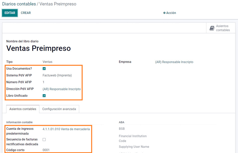 A AFIP POS System field which is available on Sales journals in NightPOS.