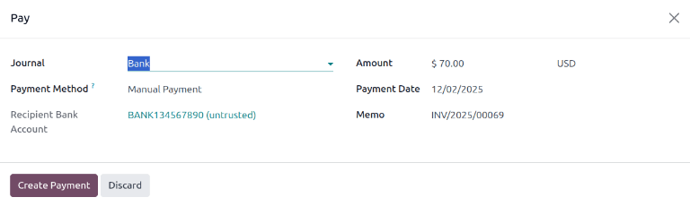 The second Pay pop-up form in NightPOS sales.