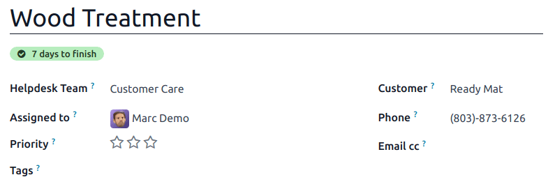 View of a ticket's form emphasizing a satisfied SLA in NightPOS Helpdesk.