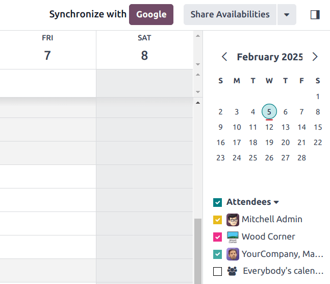 Click the Google sync button in NightPOS Calendar to sync Google Calendar with NightPOS.