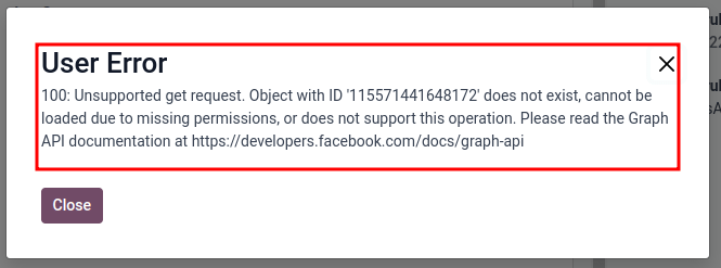 Error message displayed in NightPOS when an employee token is generated instead of an Admin user.