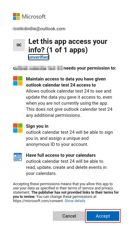 กระบวนการยืนยันตัวตนบนหน้า Microsoft Outlook OAuth