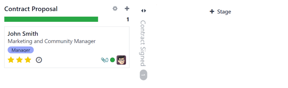 เครื่องหมายบวกที่คลิกเพื่อเพิ่มคอลัมน์ใหม่ในขั้นตอน Kanban