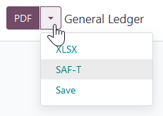 ปุ่ม SAF-T เพื่อส่งออกไฟล์ในรูปแบบ XML