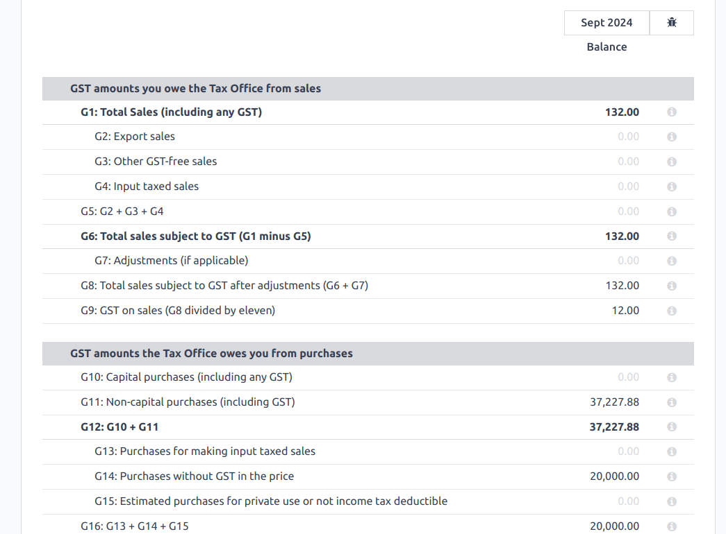 BAS report example.