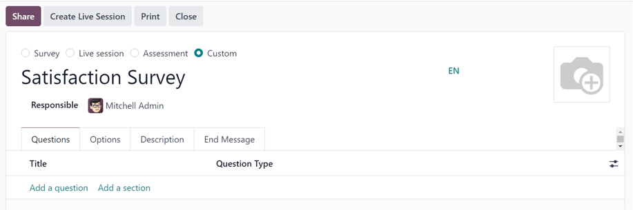 How a blank survey form looks in the NightPOS Surveys application.