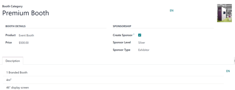A typical booth category form in the NightPOS Events application.