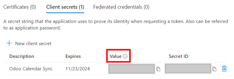 The "Client Secret" token to be copied from Microsoft to NightPOS.