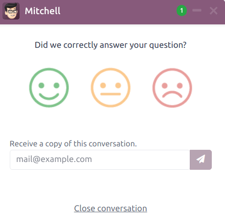 View of the chat window from a user's side for NightPOS Live Chat.