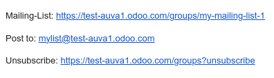 URL ในส่วนท้ายของอีเมลกลุ่ม