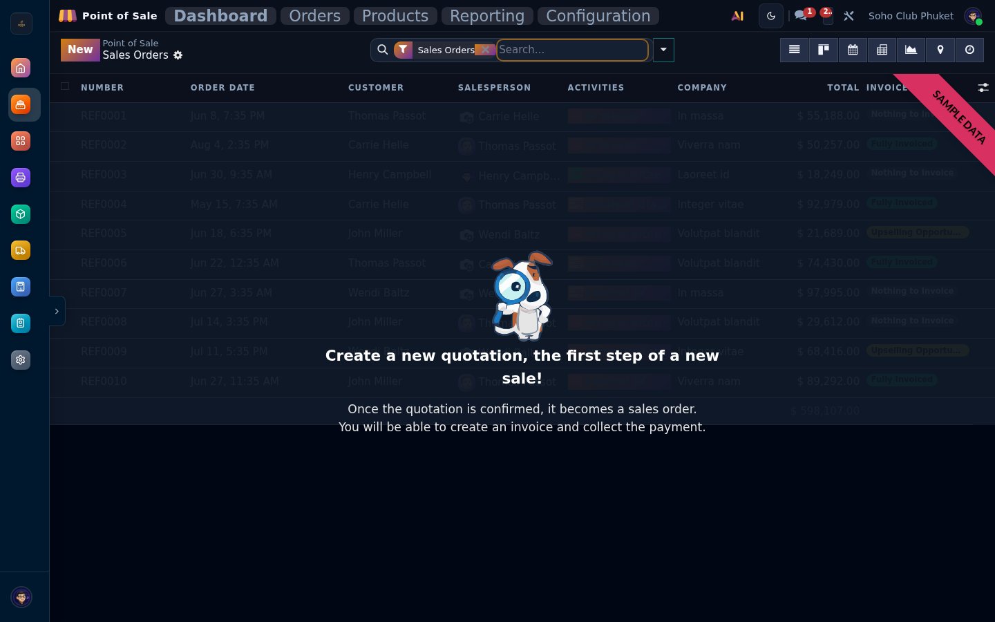 Orders list — view all transactions