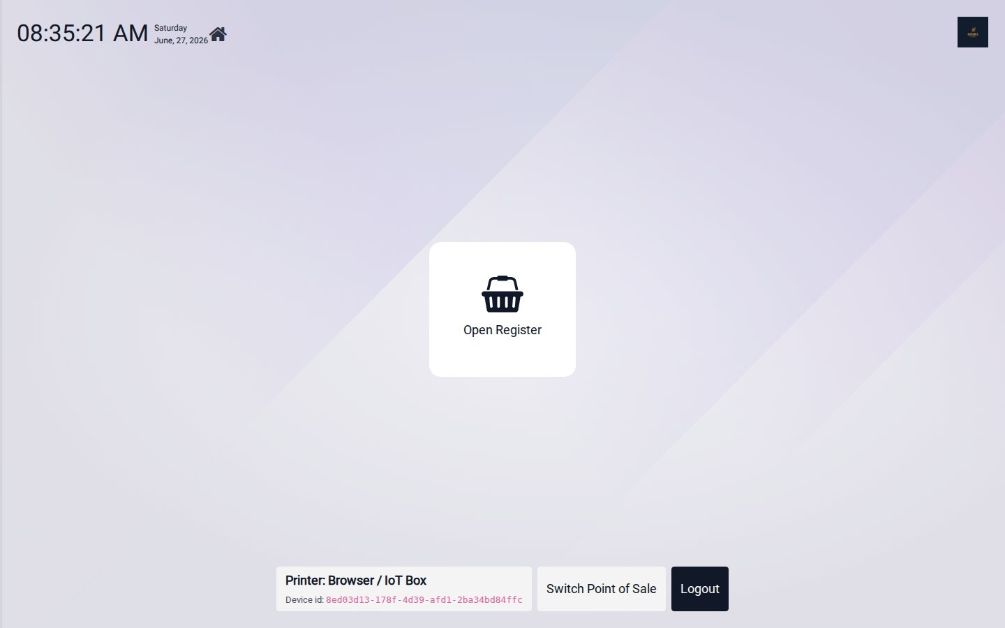Opening Control — enter the opening cash balance