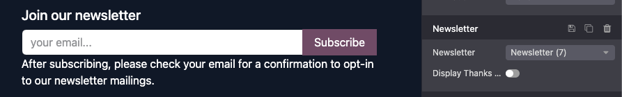 Newsletter sign-up form on NightPOS website footer.