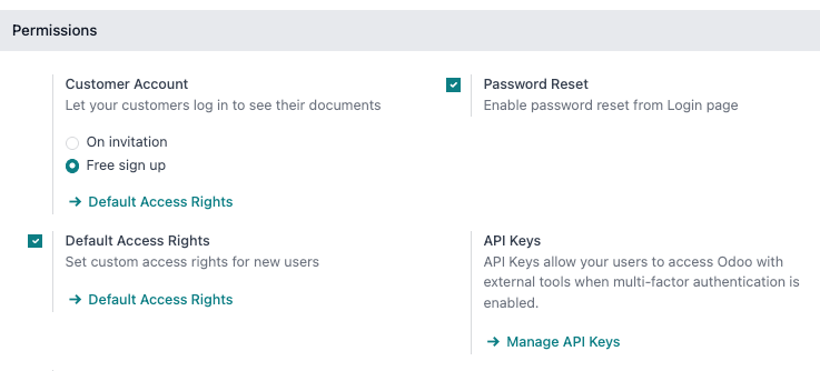 Enabling Password Reset in NightPOS Settings.