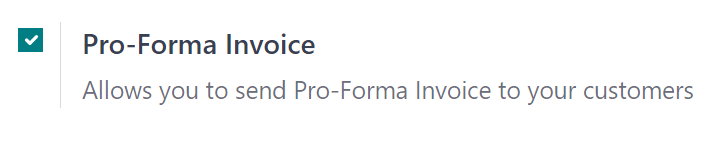 The Pro-Forma Invoice feature setting in the NightPOS Sales application.