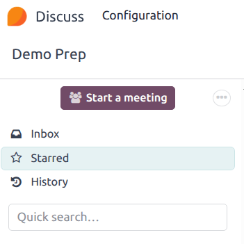 View of the Discuss' sidebar emphasizing the quick search bar in NightPOS Discuss.