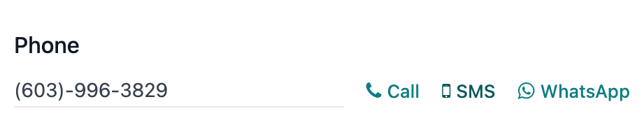 The SMS icon on a typical contact information form located within an NightPOS database.