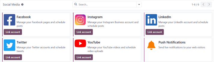 View of the social media page in the NightPOS Social Marketing application.