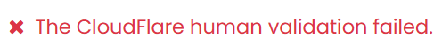 ข้อความแสดงข้อผิดพลาดการยืนยันตัวตน Cloudflare Turnstile